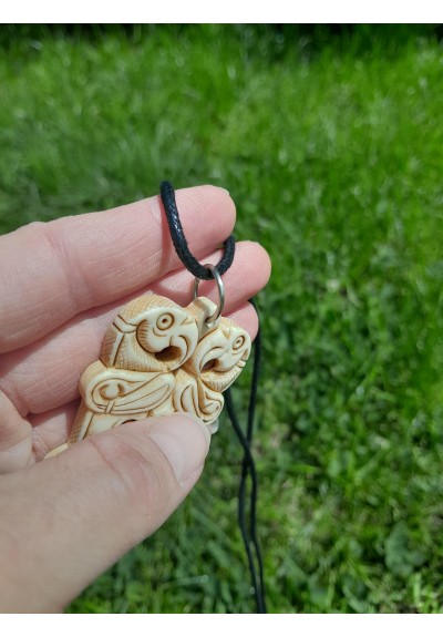 Unique hand carved Viking God Odin amulet with ravens. Óðinn jewelry. Scandinavian artwork. Norse Warrior Pendant