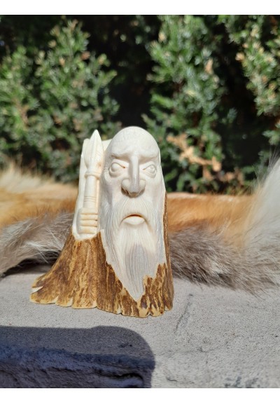 Exclusive hand-carved statue "God Odin with a spear". Norse God Odin Sculpture, The Allfather.