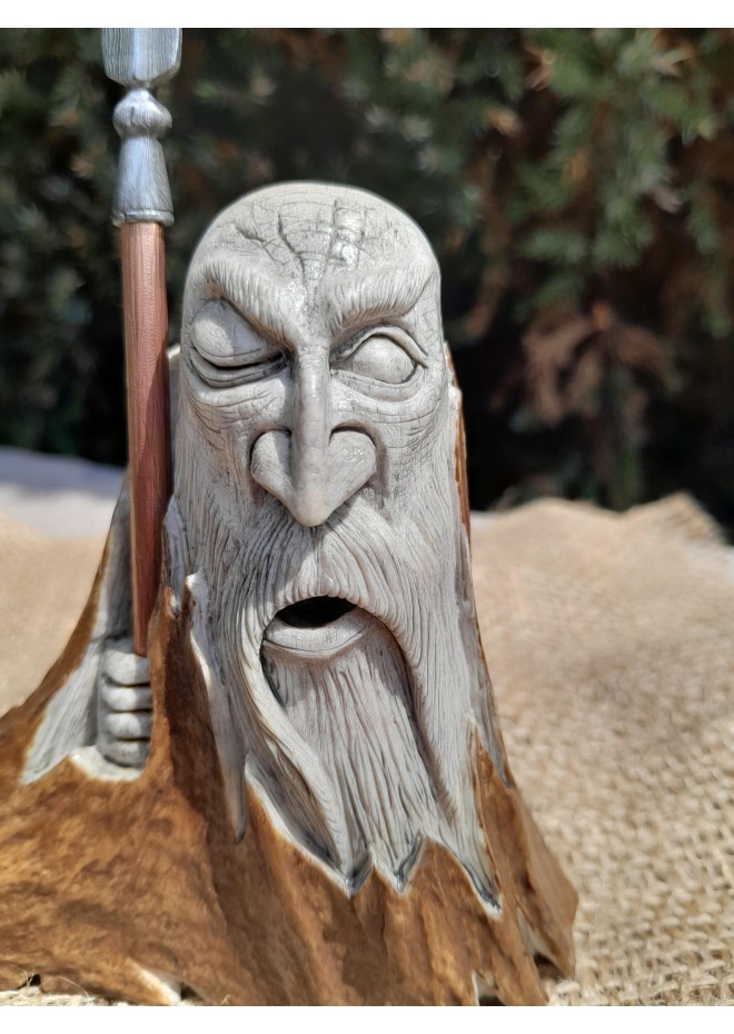 Exclusive hand-carved Scandinavian "God Odin with a spear" statue. Figurine of Odin. Óðinn sculpture. Moose antlers hand-carved 