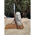 Exclusive hand-carved Scandinavian "God Odin with a spear" statue. Figurine of Odin. Óðinn sculpture. Moose antlers hand-carved 