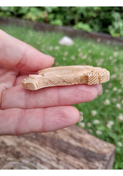 Viking, Celtic Boar jewelry. Norse Gullinbursti runic amulet. Antler hand-carved. Freyr talisman