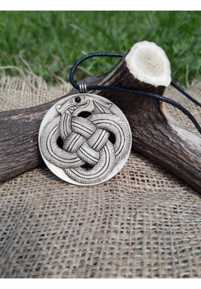 Viking Norse Dragon knotwork pendant. Celtic knot necklace.