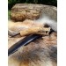 Handmade Vikings knife "Wolf" with leather sheath. Antler hand-carved handle. Carbon steel blade