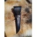 Handmade Vikings knife "Wolf" with leather sheath. Antler hand-carved handle. Carbon steel blade