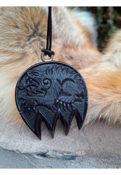 Hand-carved unique Viking Bear paw pendant. Norse mythology inspired pendant.