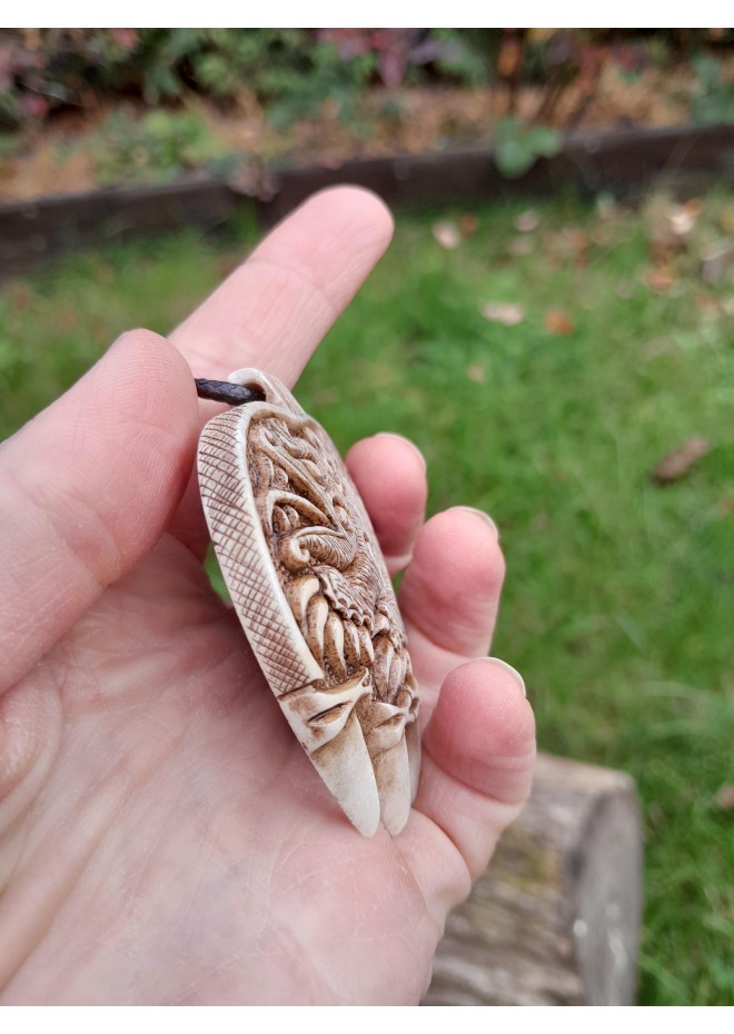 Hand-carved Viking Bear Paw necklace, Norse Bear pendant, Berserker warrior art. Slavic, Nordic style jewelry. Totemic necklace