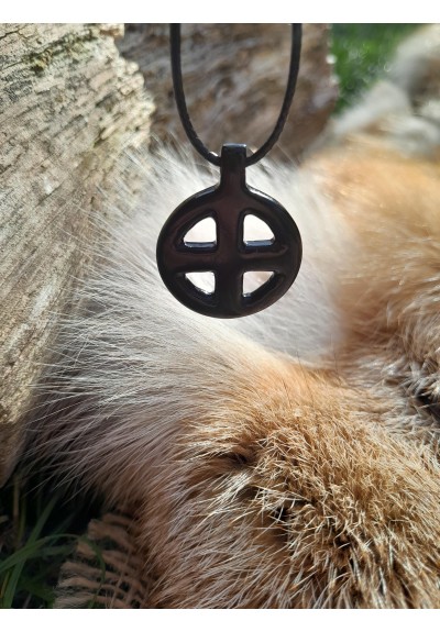 Buffalo horn hand-carved Solar Cross amulet. Celtic cross. Sun Wheel pendant. Wheel of Life necklace. Viking Norse jewelry. Odin Cross art. Heathen. 