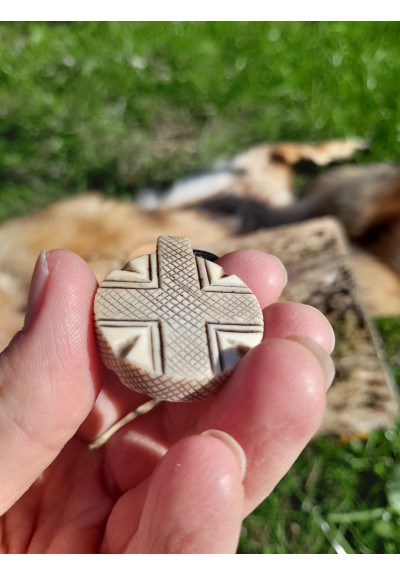 Hand-carved Norse Sun Cross amulet. Solar wheel pendant. Celtic pagan circle jewelry. Odin Cross art. Heathen, shaman talisman