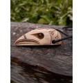 Viking Raven skull amulet with Aegishjalmur symbol or Helm of Awe. Norse, pagan jewelry. God Odin's raven. The Allfather - hand-carved