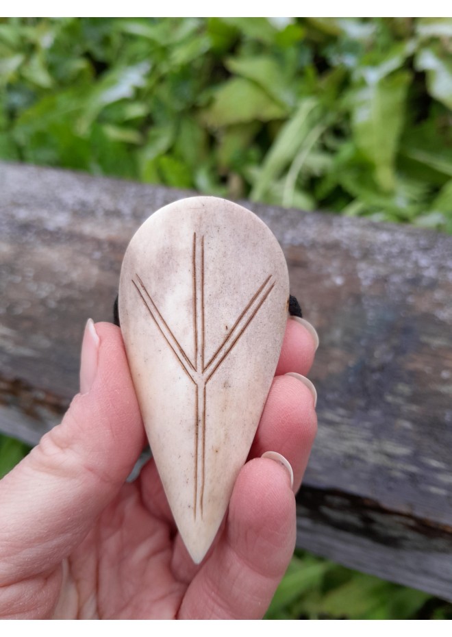 Viking Raven skull amulet with Aegishjalmur symbol or Helm of Awe. Norse, pagan jewelry. God Odin's raven. The Allfather - hand-carved