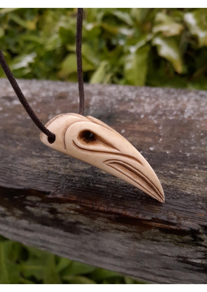 Viking Raven skull amulet with Aegishjalmur symbol or Helm of Awe. Norse Mythology rune pendant.