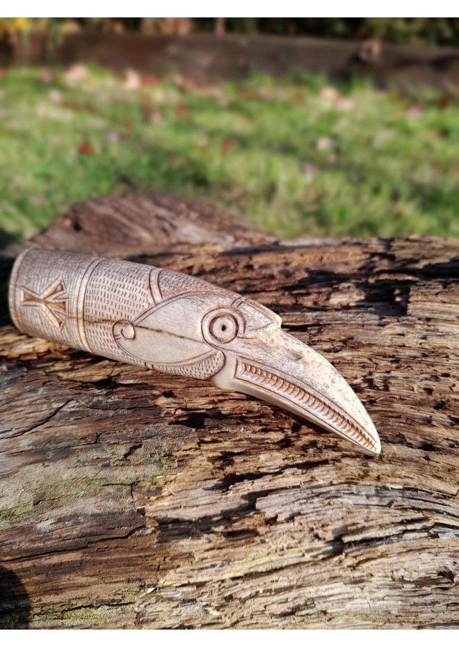 Knife handle "Raven". Raven head with Algiz rune.