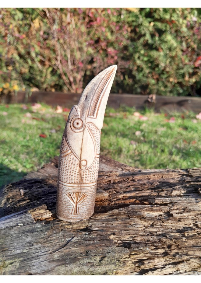 Knife handle "Raven". Raven head with Algiz rune.