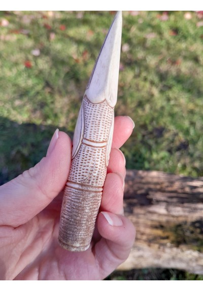 Knife handle "Raven". Viking or Norse style. Odin’s Raven head with Algiz rune. Hand carved