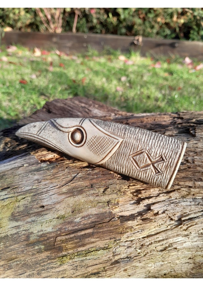 Knife handle "Raven". Viking style. Hand-carved