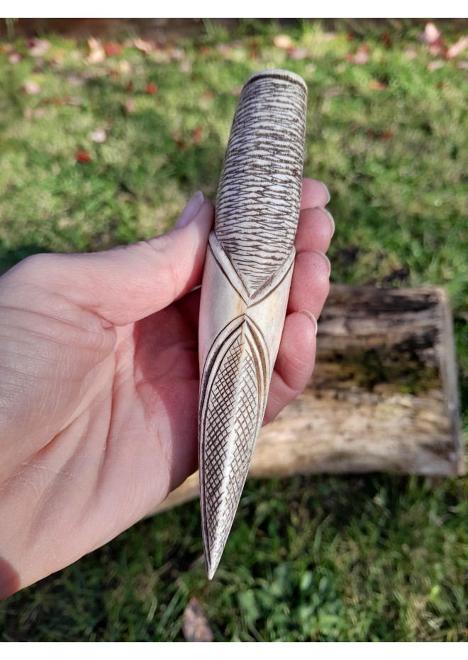 Knife handle "Raven". Viking style. Hand-carved