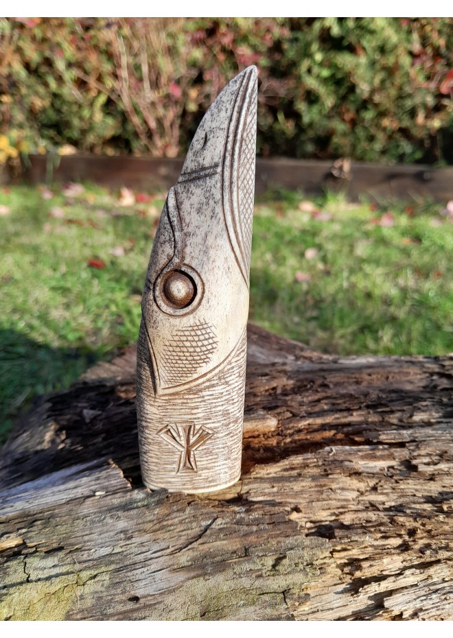 Knife handle "Raven". Viking style. Hand-carved