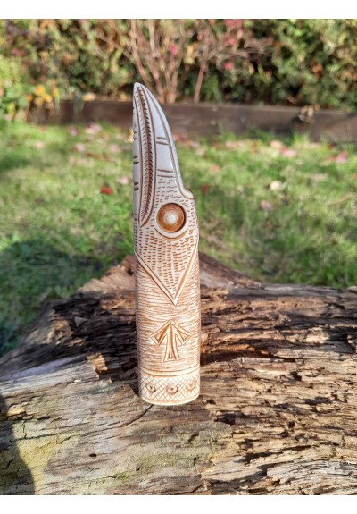 Knife handle "Raven". Viking or Norse style. Odin’s Raven head with Tiwaz and Sowilo runes - Hand carved