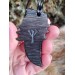 Scandinavian amulet: black raven with red eye and Algiz rune