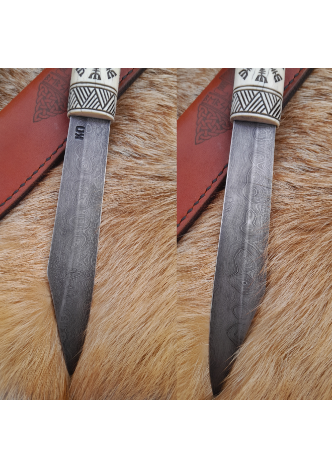 Viking knife with moose antler handle & Norse symbols