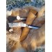 Custom Norse knife with wolf design and runes. Antler handle