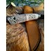 Custom Norse knife with wolf design and runes. Antler handle