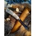 Custom Norse knife with wolf design and runes. Antler handle