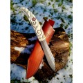 Handmade Norse seax "Raven of Odin". Antler carved handle