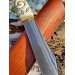 Handmade Norse seax "Raven of Odin". Antler carved handle