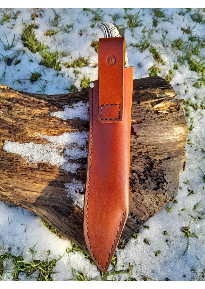 Handmade Norse seax "Raven of Odin". Antler carved handle