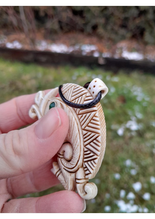 Celtic Boar pendant. Antler hand-carved amulet