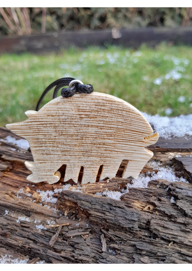 Freyr boar antler hand-carved necklace.