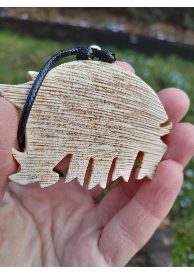 Freyr boar antler hand-carved necklace.