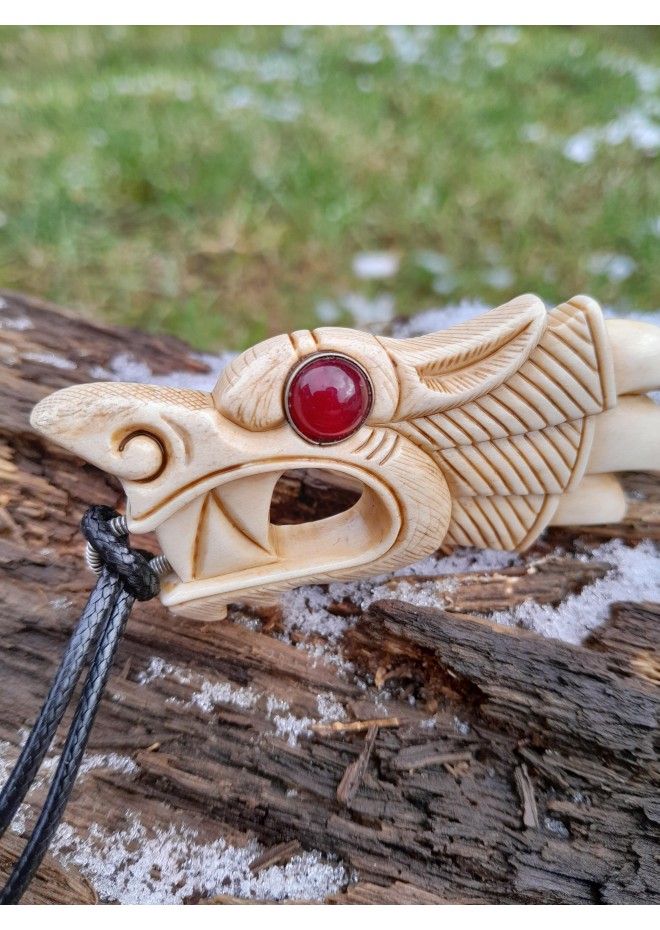 Fenrir Viking Wolf pendant. Antler hand-carved. Berserker