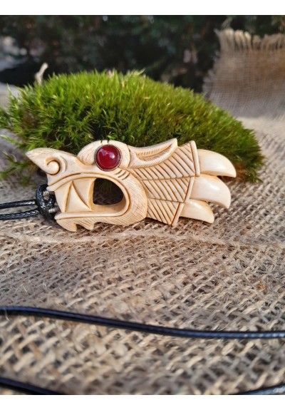 Fenrir Viking Wolf pendant. Antler hand-carved