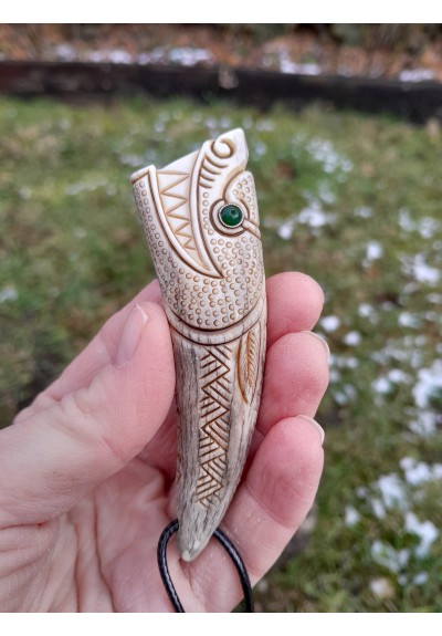 Fenrir Viking Wolf pendant. Antler hand-carved