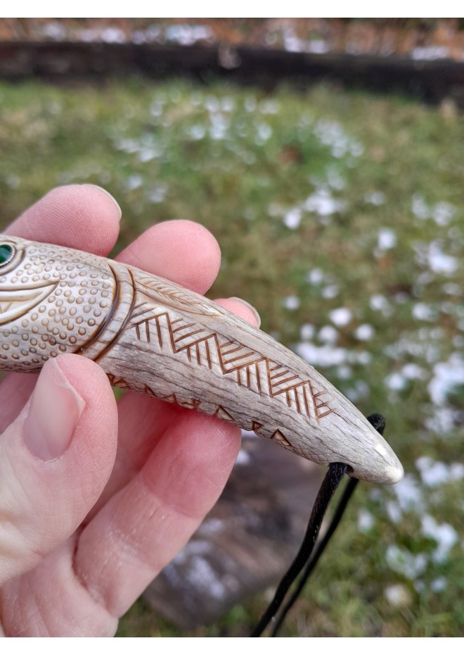 Viking Wolf Fenrir necklace. Hand-carved Norse runic jewelry