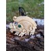 Exclusive moose antler Boar pendant with green eye & Algiz