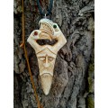 Odin head amulet with Raven & Dragon. Moose antler carving