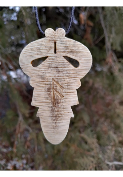 Odin amulet with Ravens, Dragons & Ansuz. Moose antler 