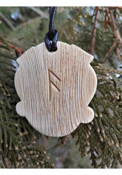 Amulet of Odin with Ravens & Ansuz rune. Antlers hand-carved