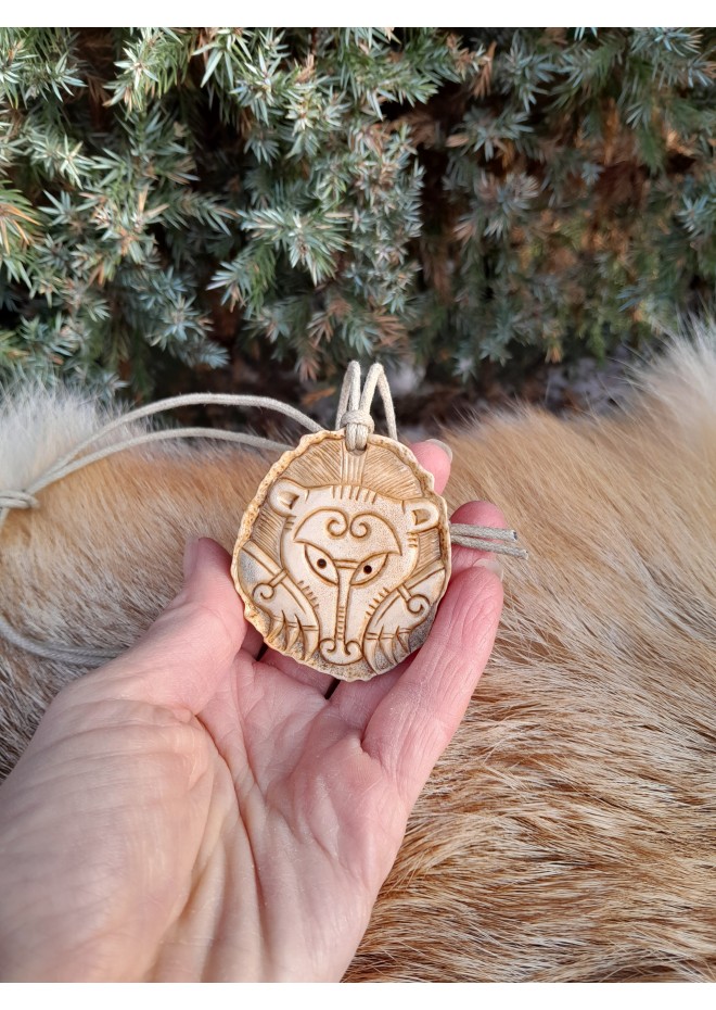 Hand-carved Viking Bear amulet 2 Berserker pendant