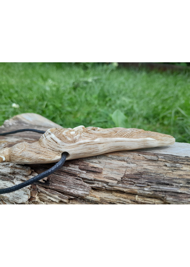 Unique Allfather God Odin pendant . Moose antlers hand-carved 