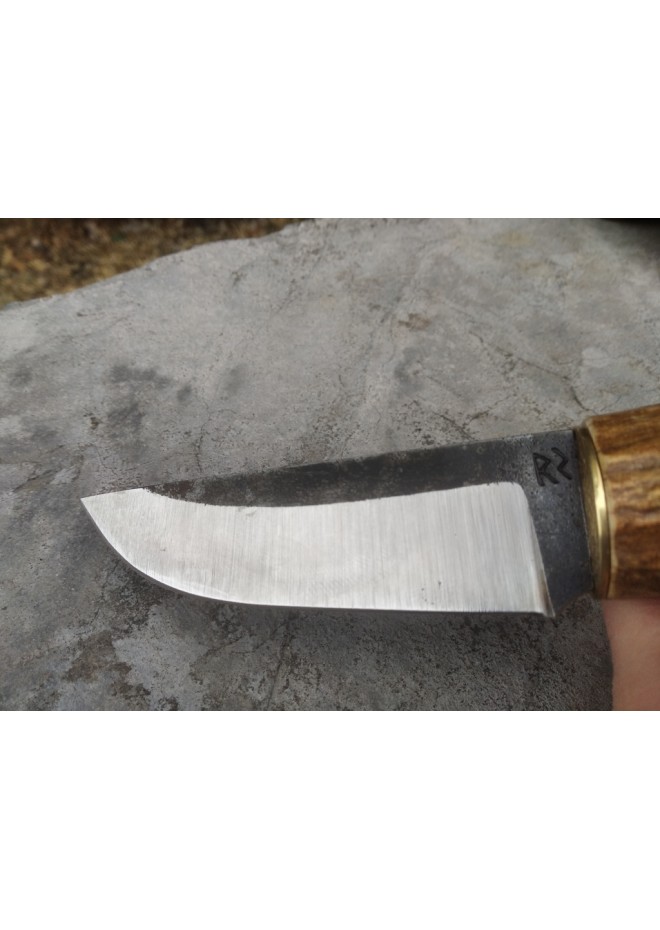 Norse Viking knife "Wolf". Moose antlers carved handle. Hand forged steel.