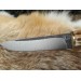 Hand Forged Viking hunting knife "Wolf" with leather sheath. Moose antlers hand-carved handle. 