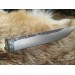 Hand Forged Viking hunting knife "Wolf" with leather sheath. Moose antlers hand-carved handle. 