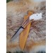 Hand Forged Viking hunting knife "Wolf" with leather sheath. Moose antlers hand-carved handle. 