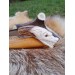 Hand Forged Viking hunting knife "Wolf" with leather sheath. Moose antlers hand-carved handle. 