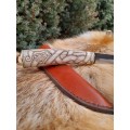 Hand-forged Viking style knife. Hand-carved antler handle