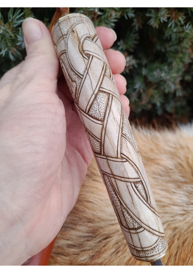 Hand-forged Viking style knife. Hand-carved antler handle